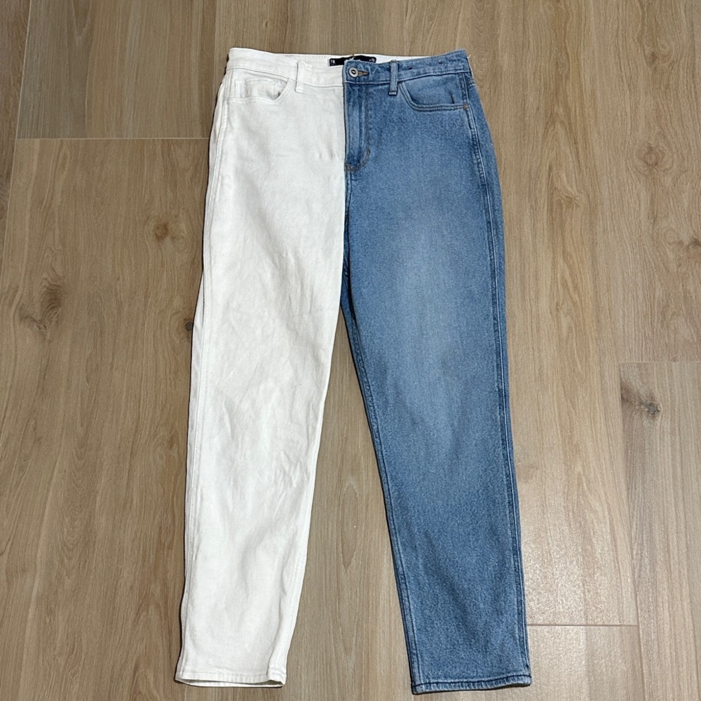 HOLLISTER Two-Tone White and Blue Jeans